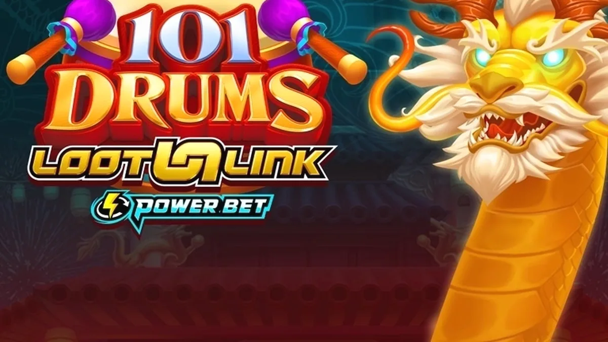 Tampilan visual slot 101 Drums dengan latar belakang perkusi
