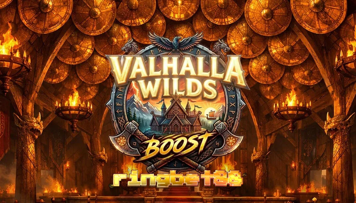 Tampilan visual slot Valhalla Wilds Boost dengan tema Viking dan simbol rune.